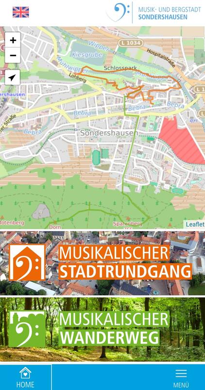 Menü der App, Bild: Quelle: Stadtmarketing Sondershausen GmbH